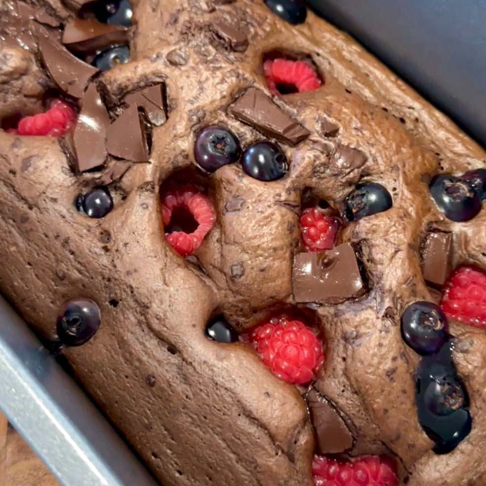 Delicious Baked Chocolate Pancakes with Berries