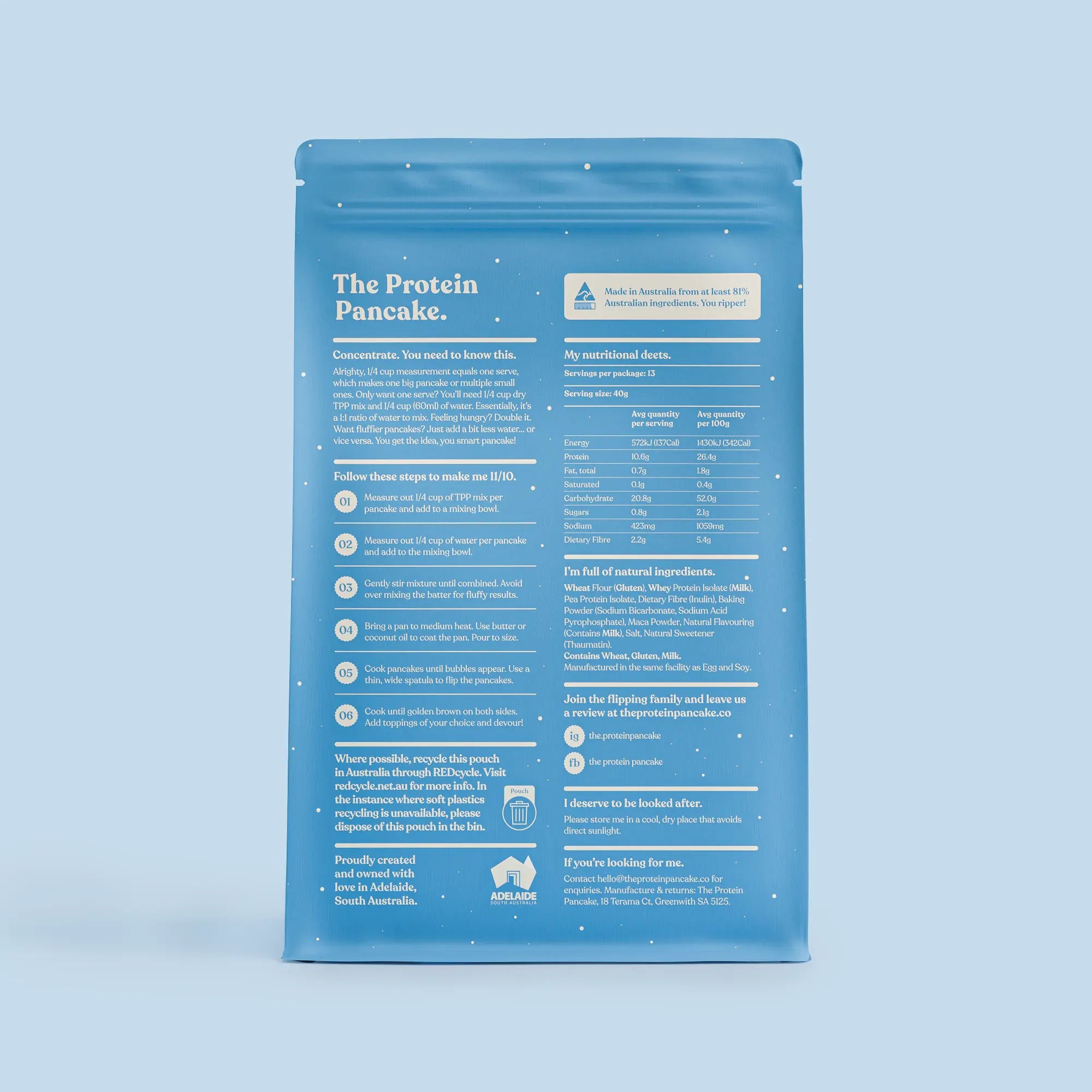 Nutrition panel and ingredients on the back of Buttermilk pancake mix