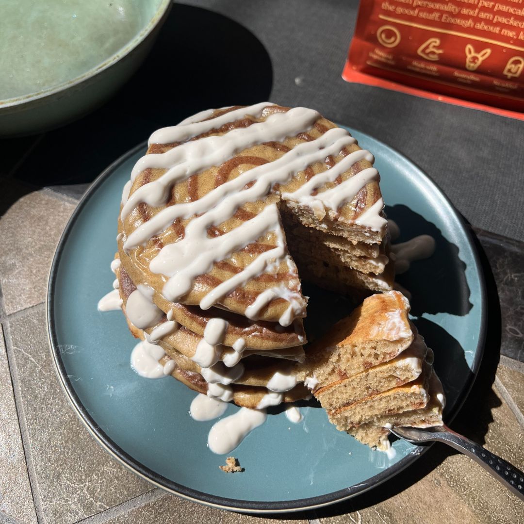 Cinnamon Swirl Protein Pancakes